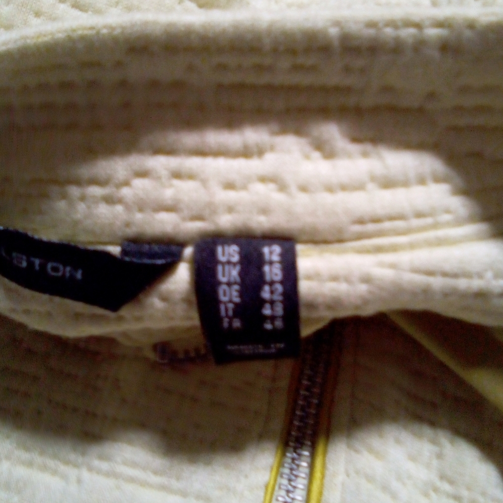 H by Halston Bomber Jacket 12 Yellow Lightweight Stretch Textured Knit Zip Front - Picture 6 of 9